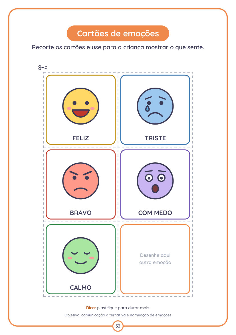 Página: cartões de emoções